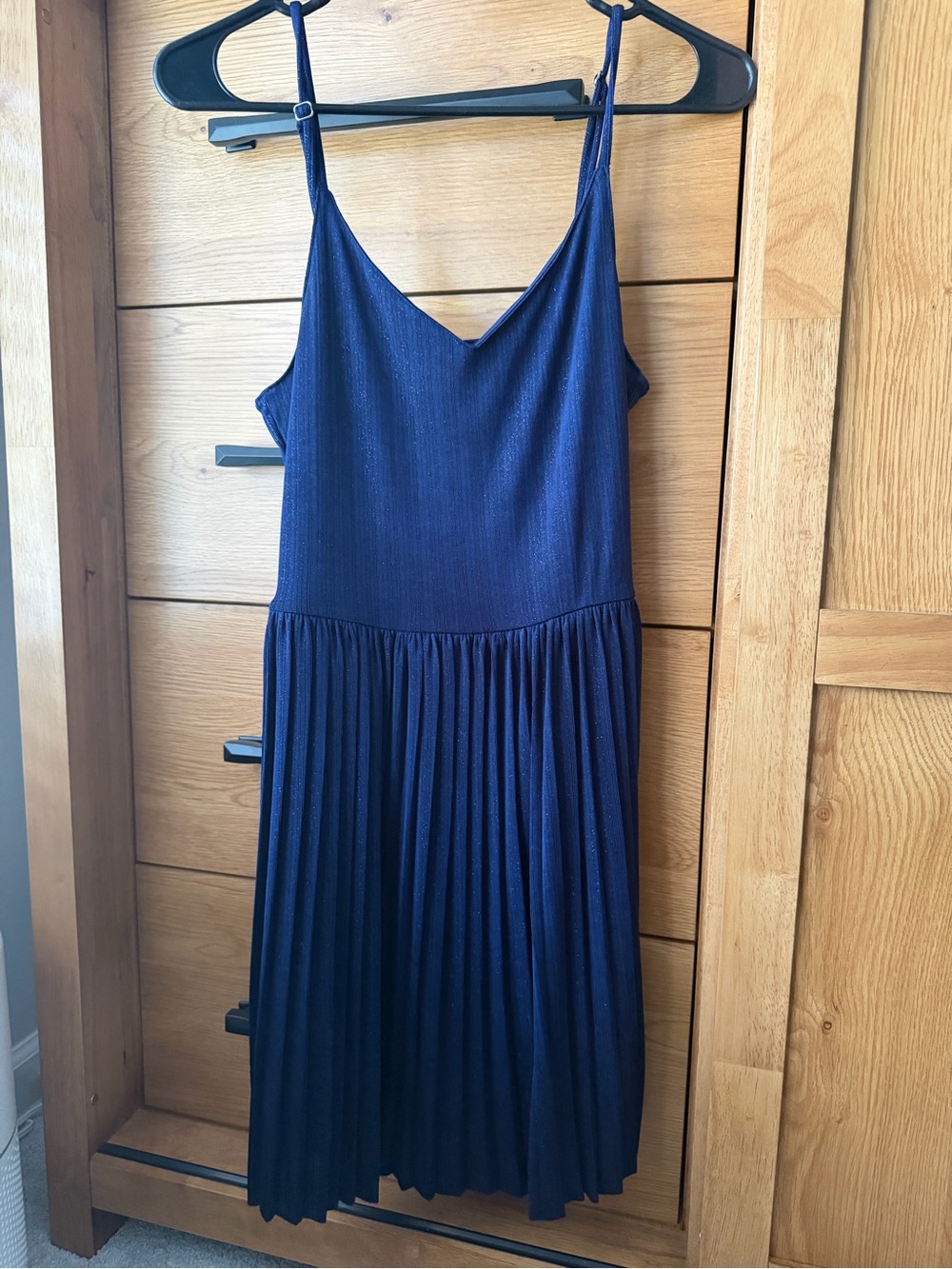 Hollister Navy Pleated Slip Dress with Adjustable Straps